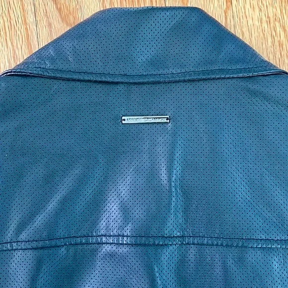 Armani exchange black 100% sheep Leather Jacket womens size small - Picture 9 of 9